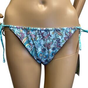 VDM The‎ Label Light Blue Floral and Paisley Print Bikini Reversible Bottoms L